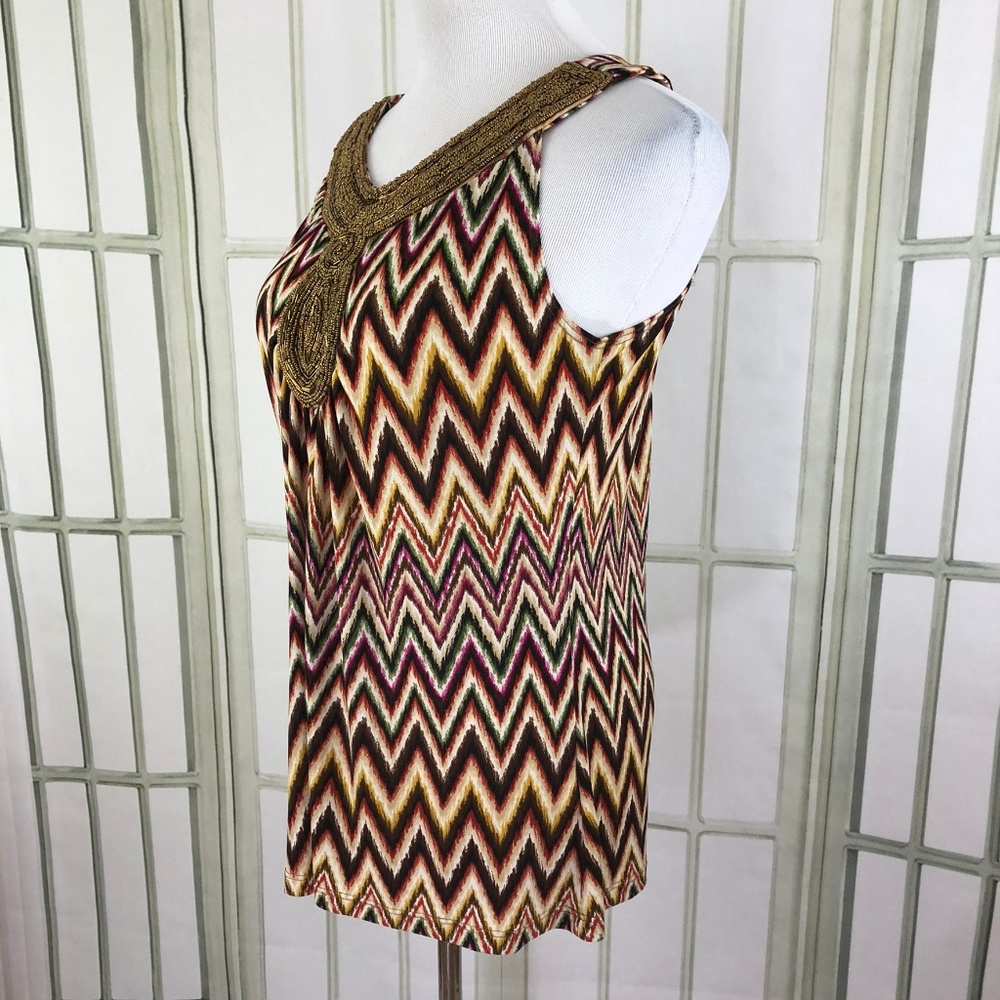Dressbarn Sleeveless Sequin Trim Slinky Tunic Top - Picture 6 of 8